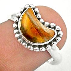 925 sterling silver 4.30cts moon natural brown tiger's eye ring size 8 u19156