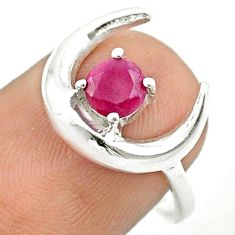 925 sterling silver 0.86cts moon natural red ruby solitaire ring size 8 u20283