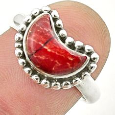 925 sterling silver 2.86cts moon natural red snakeskin jasper ring size 8 u37549
