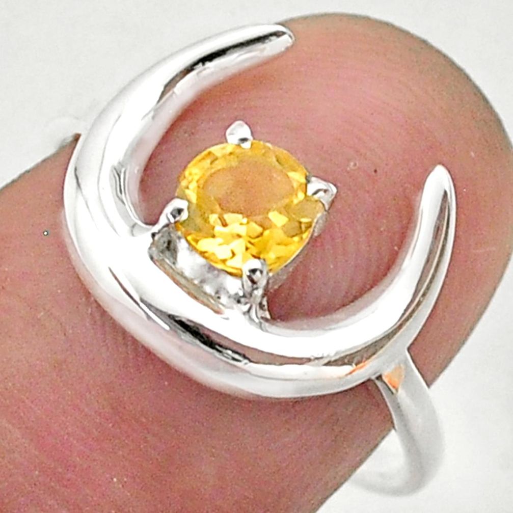 925 sterling silver 0.87cts moon natural yellow citrine ring size 7 t46579