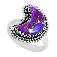 925 sterling silver 5.97cts moon purple copper turquoise ring size 7.5 y24520