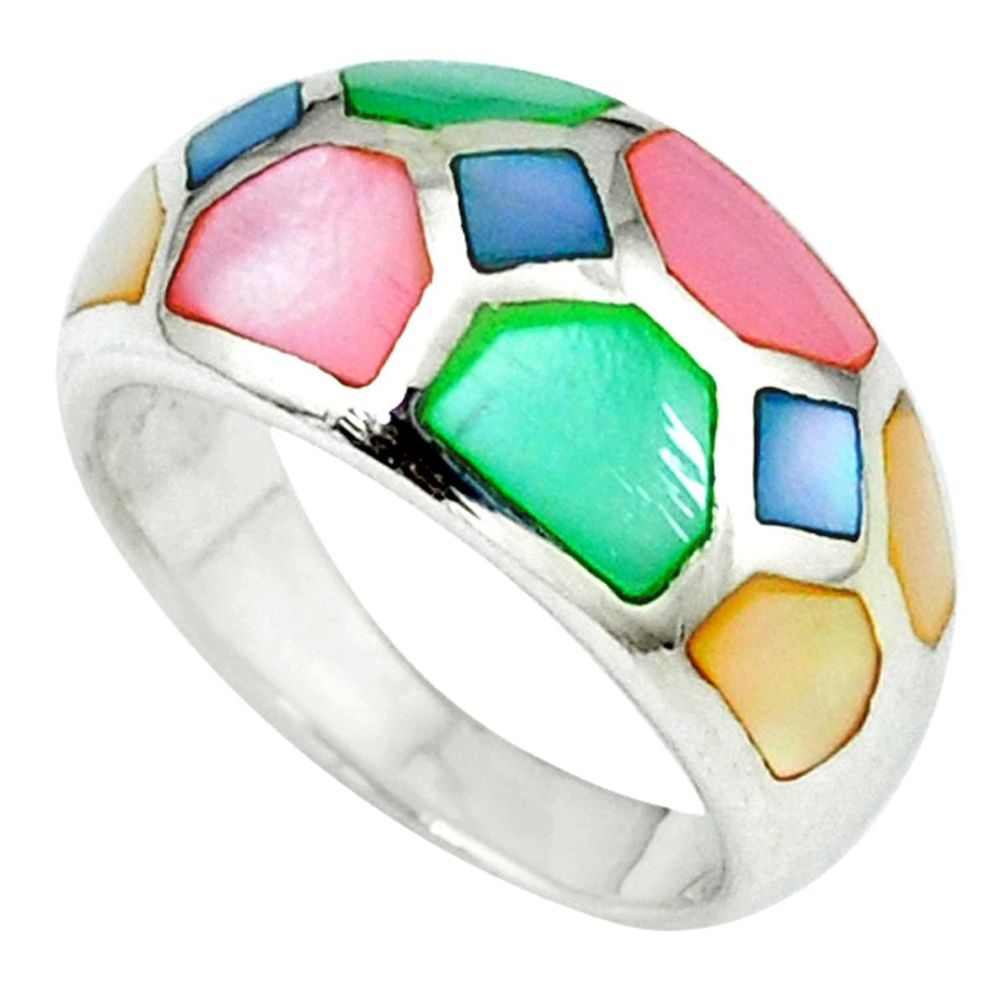 925 sterling silver multi color blister pearl enamel ring size 5.5 a39834 c13186