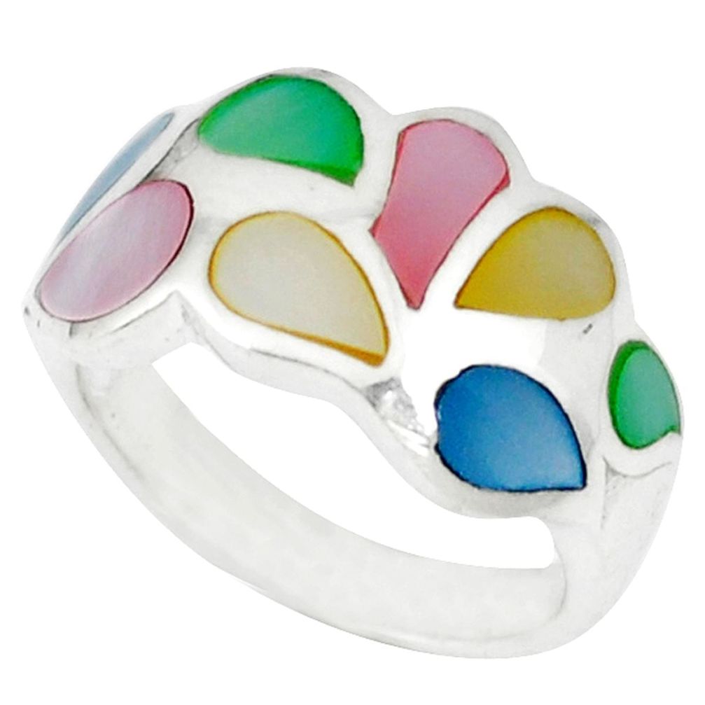 925 sterling silver multi color blister pearl enamel ring size 5.5 a46480 c13326