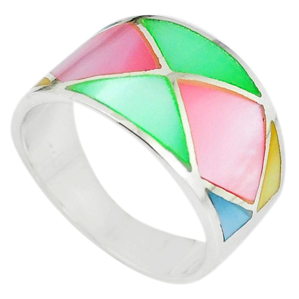 925 sterling silver multi color blister pearl enamel ring size 8 a67707 c13038