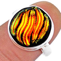 925 sterling silver 10.21cts multi color dichroic glass round ring size 8 u90869