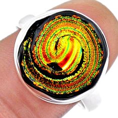 925 sterling silver 10.49cts multi color dichroic glass round ring size 9 u90870