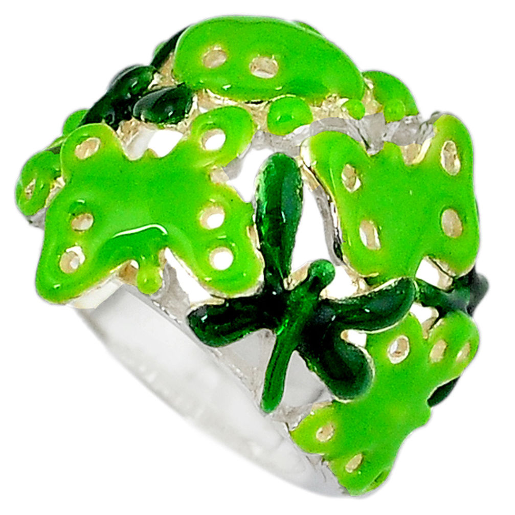 925 sterling silver multi color enamel butterfly ring jewelry size 5.5 c16064