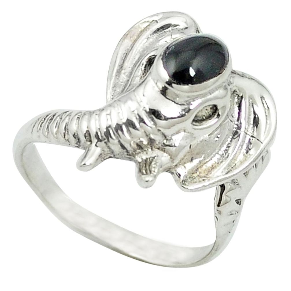 925 sterling silver natural black onyx elephant ring jewelry size 7.5 c11898