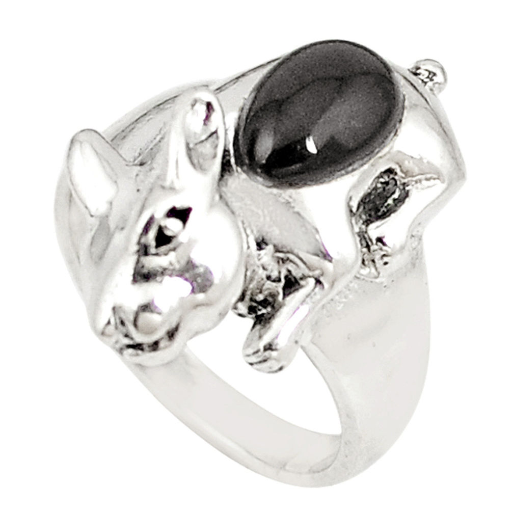 925 sterling silver natural black onyx fancy ring jewelry size 6.5 c21664