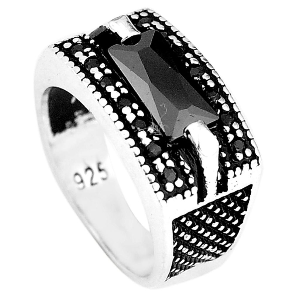 925 sterling silver natural black topaz mens ring jewelry size 7 c11388
