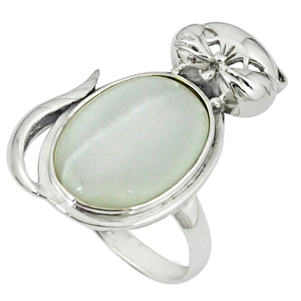 925 sterling silver natural blister pearl cat ring jewelry size 9 c23689