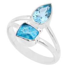 925 sterling silver 3.93cts natural blue apatite rough topaz ring size 8 u93120