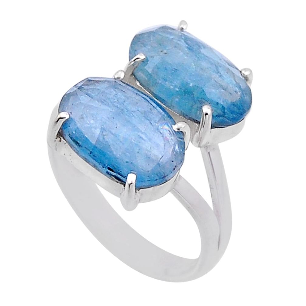 925 sterling silver 9.05cts natural blue aquamarine ring jewelry size 7.5 n52798