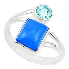 925 sterling silver 3.66cts natural blue chalcedony topaz ring size 8 u34455