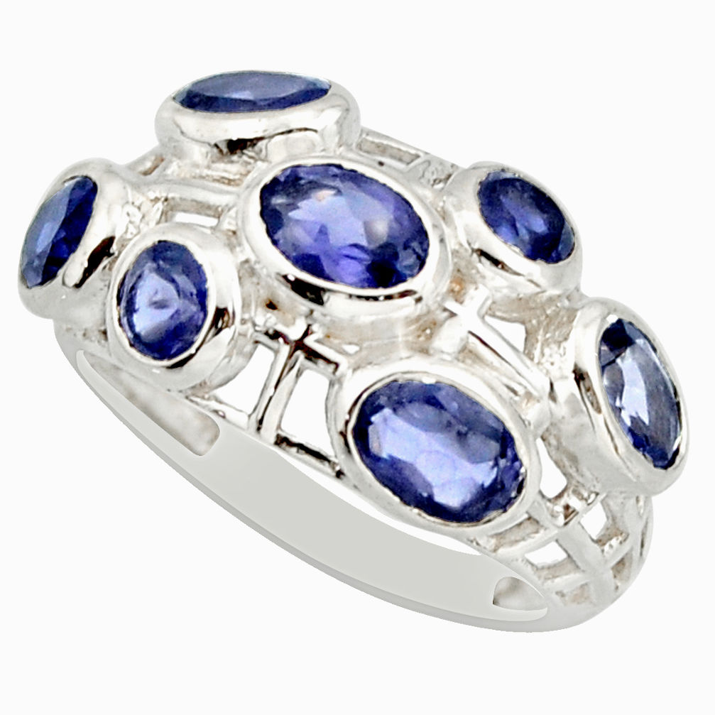 925 sterling silver 5.30cts natural blue iolite oval ring jewelry size 7 r25717