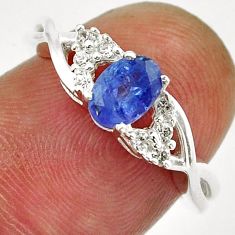 925 sterling silver 1.36cts natural blue iolite oval topaz ring size 5.5 y38372