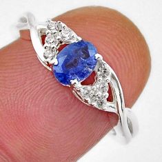 925 sterling silver 1.36cts natural blue iolite oval topaz ring size 6.5 y38399