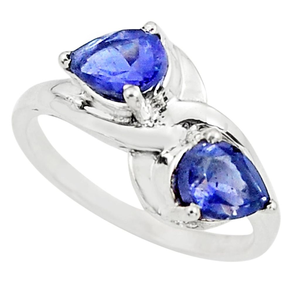 925 sterling silver 3.26cts natural blue iolite pear ring jewelry size 7 p73036