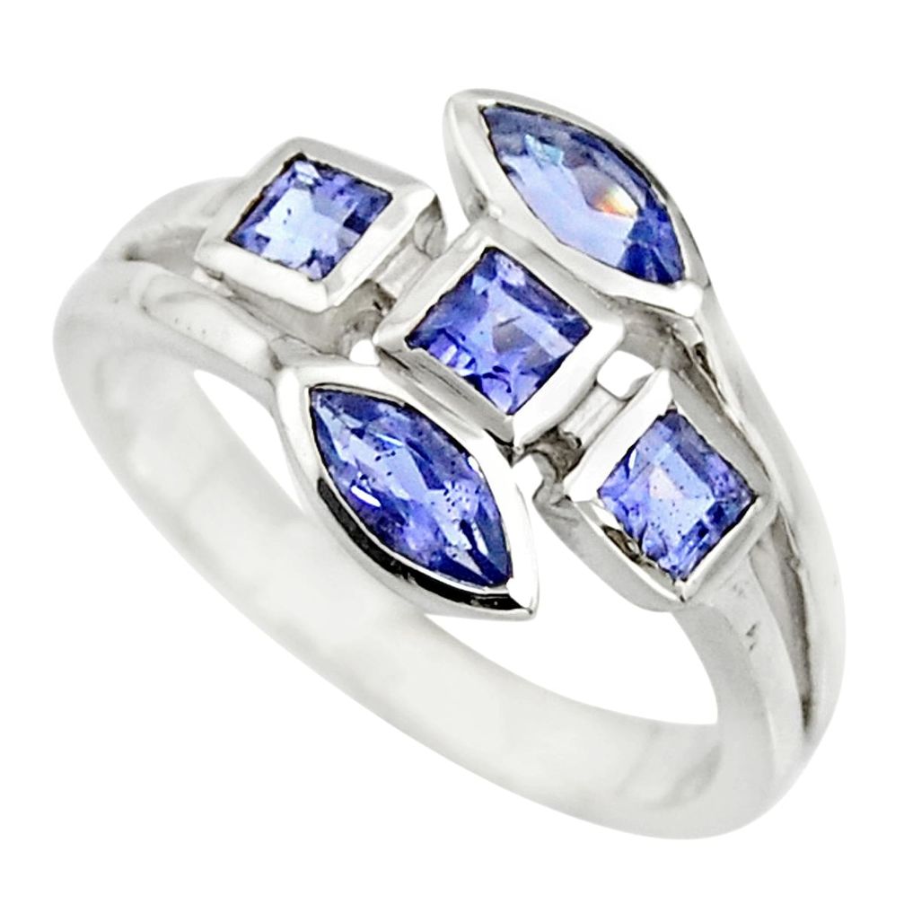 925 sterling silver 3.73cts natural blue iolite ring jewelry size 7.5 r25517