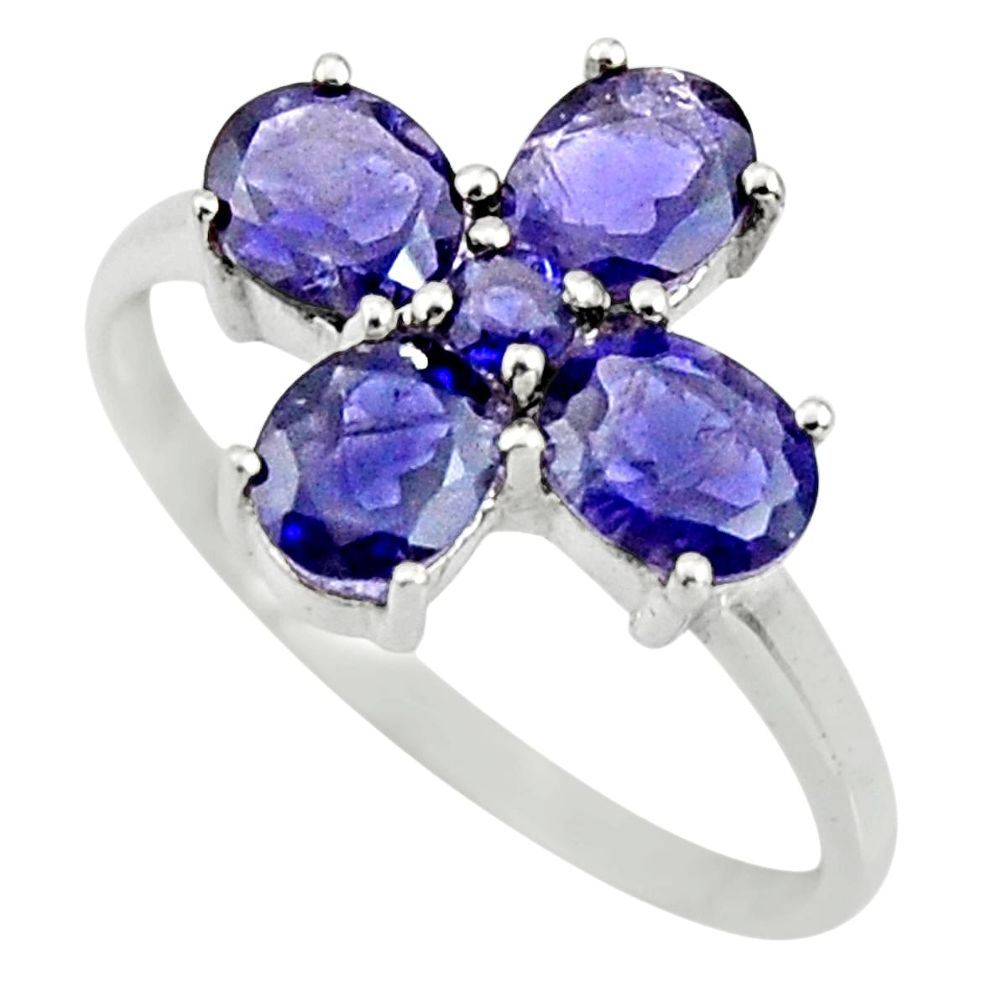 925 sterling silver 3.25cts natural blue iolite ring jewelry size 6.5 r25551