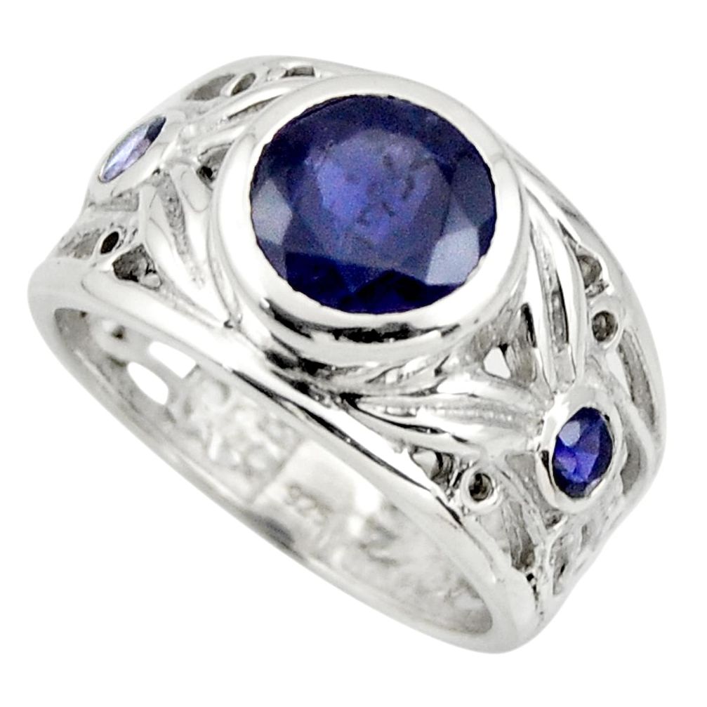 925 sterling silver 3.44cts natural blue iolite ring jewelry size 6.5 r25774
