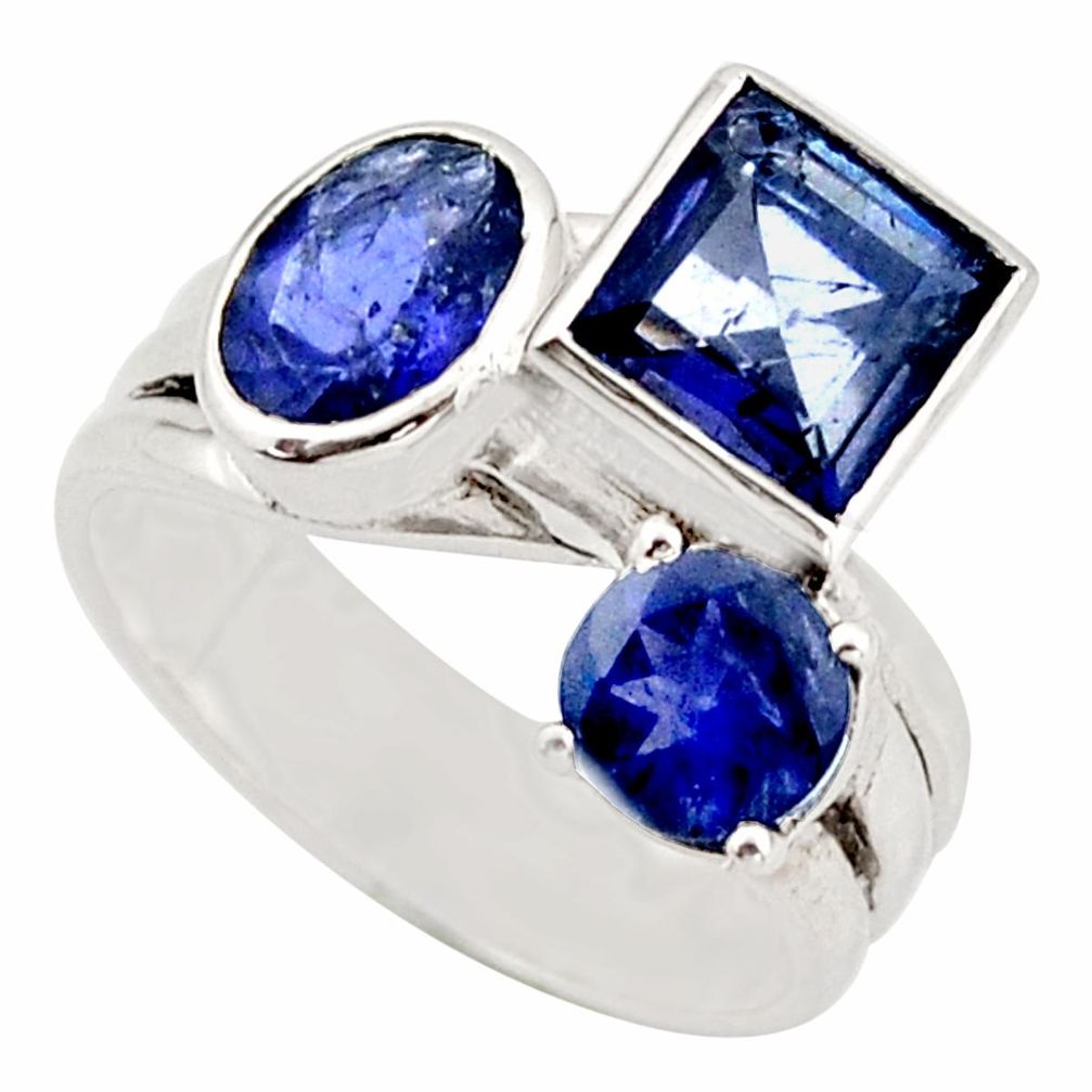 925 sterling silver 6.72cts natural blue iolite ring jewelry size 7 d46409
