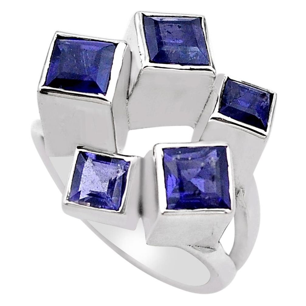 925 sterling silver 3.59cts natural blue iolite ring jewelry size 7 p83159