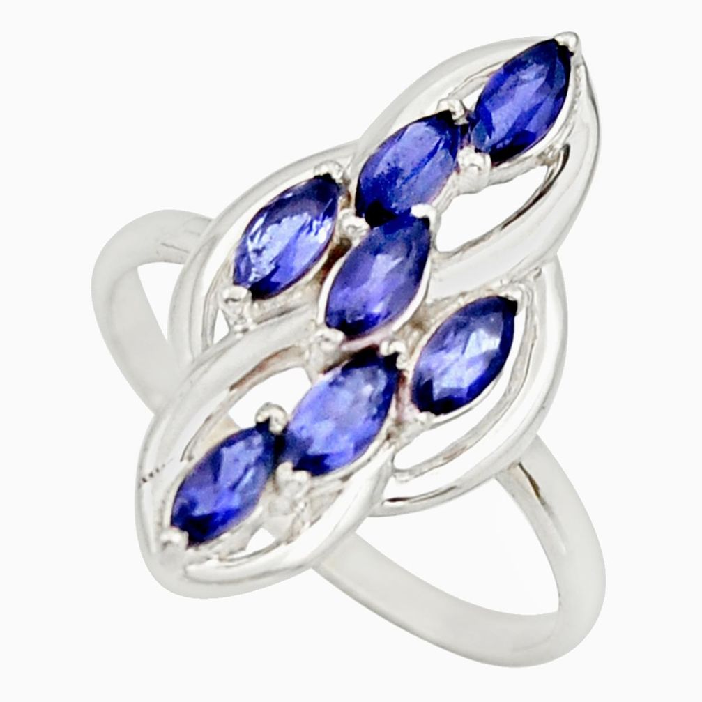 925 sterling silver 2.61cts natural blue iolite ring jewelry size 8 r25759