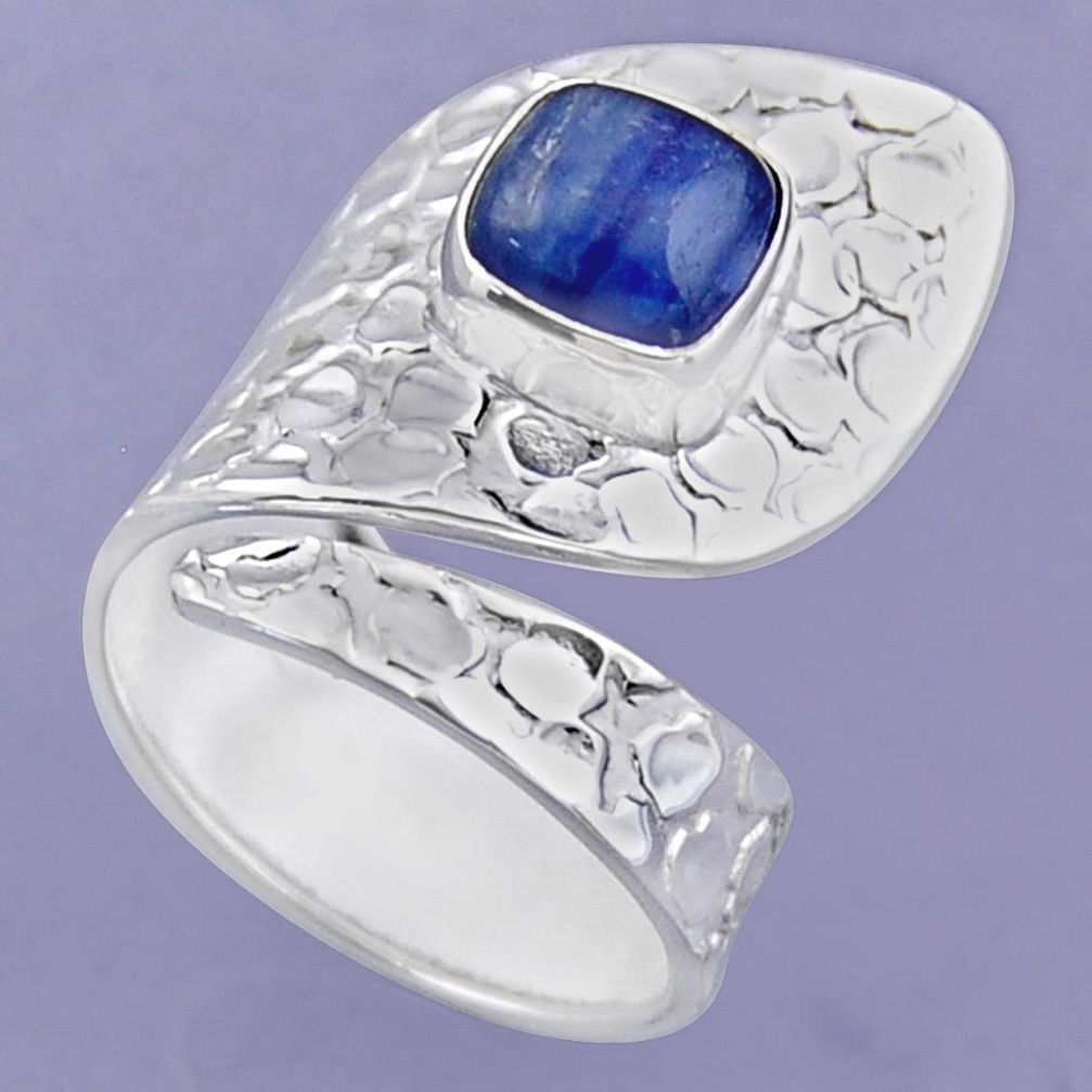 925 sterling silver 3.01cts natural blue kyanite adjustable ring size 8 r54889