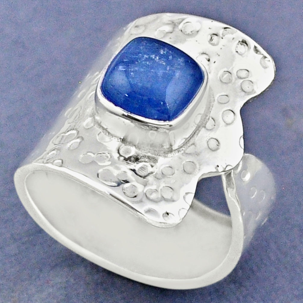 925 sterling silver 3.37cts natural blue kyanite adjustable ring size 9 r63420