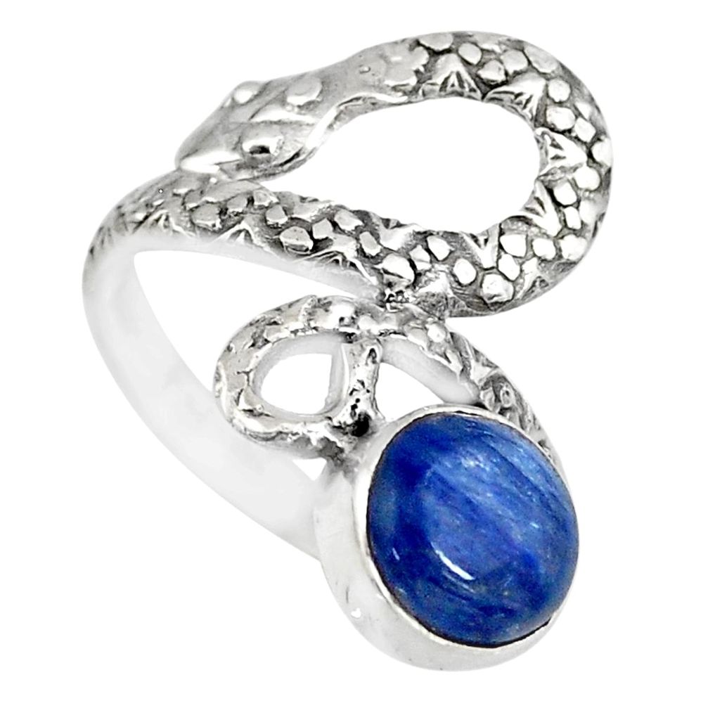 925 sterling silver 3.10cts natural blue kyanite round snake ring size 6 r82583