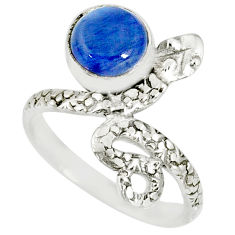 Clearance Sale- 925 sterling silver 3.48cts natural blue kyanite round snake ring size 8 r78607