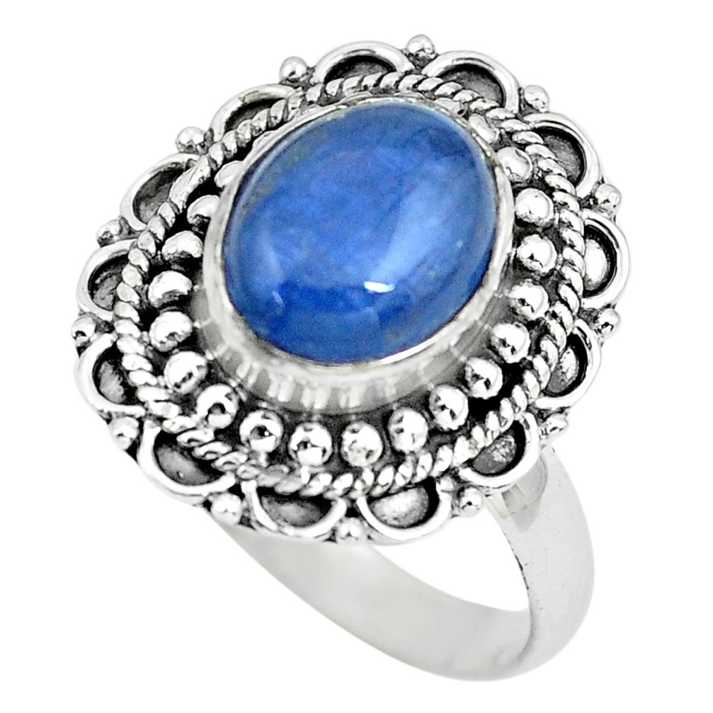 ver 3.99cts natural blue kyanite solitaire ring size 8.5 p63113