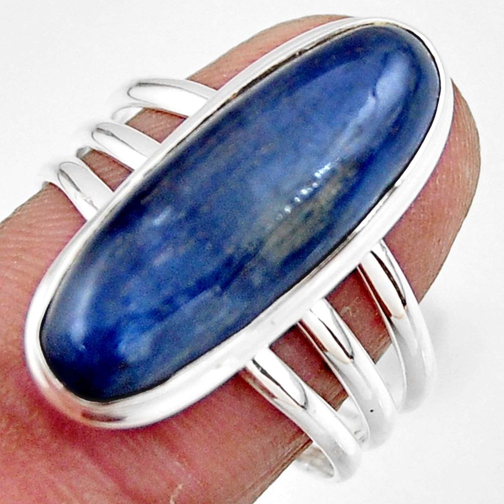 925 sterling silver 7.45cts natural blue kyanite solitaire ring size 8.5 r46920