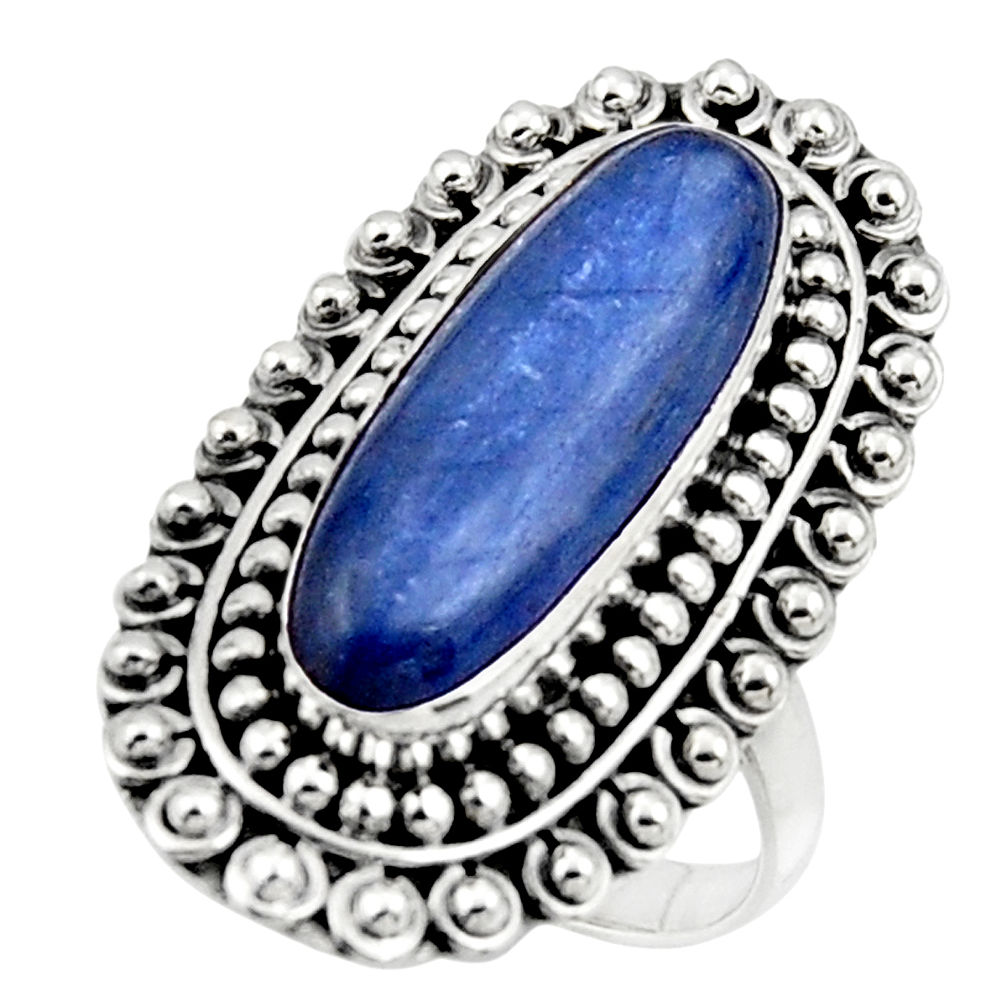 925 sterling silver 6.39cts natural blue kyanite solitaire ring size 7.5 r47288