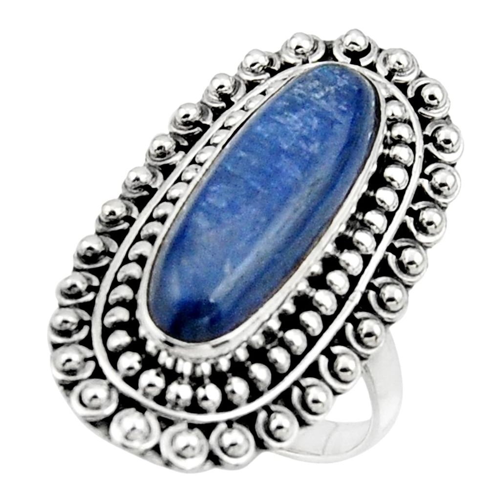 925 sterling silver 6.50cts natural blue kyanite solitaire ring size 8.5 r47296