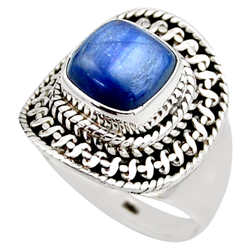 925 sterling silver 3.32cts natural blue kyanite solitaire ring size 6.5 r53431