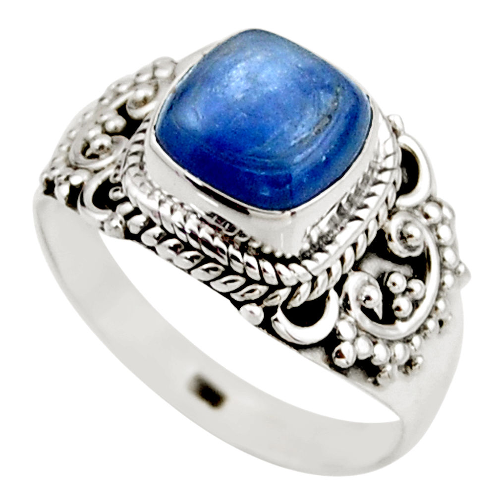 925 sterling silver 3.01cts natural blue kyanite solitaire ring size 7.5 r53440
