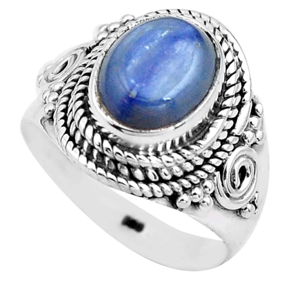 925 sterling silver 4.38cts natural blue kyanite solitaire ring size 7 p81184