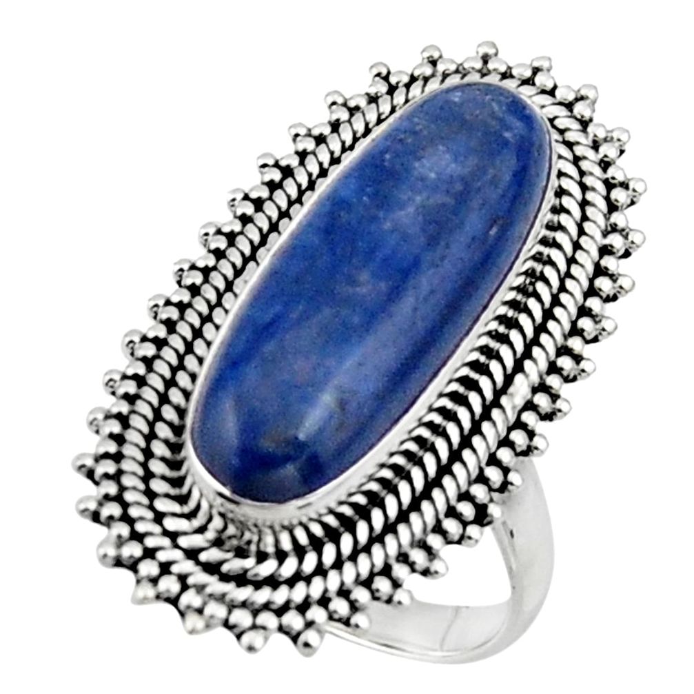 925 sterling silver 6.87cts natural blue kyanite solitaire ring size 7 r47284