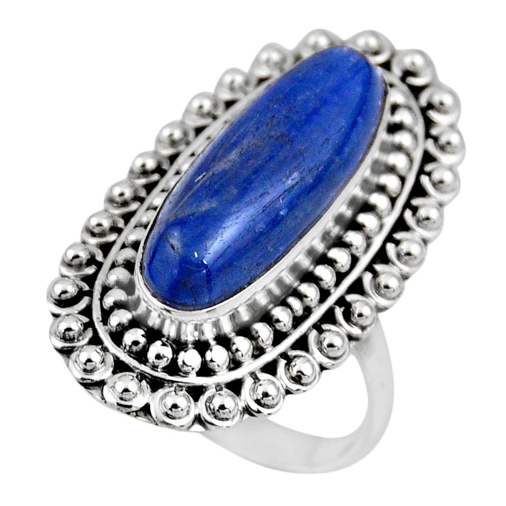 925 sterling silver 7.10cts natural blue kyanite solitaire ring size 9 r53759