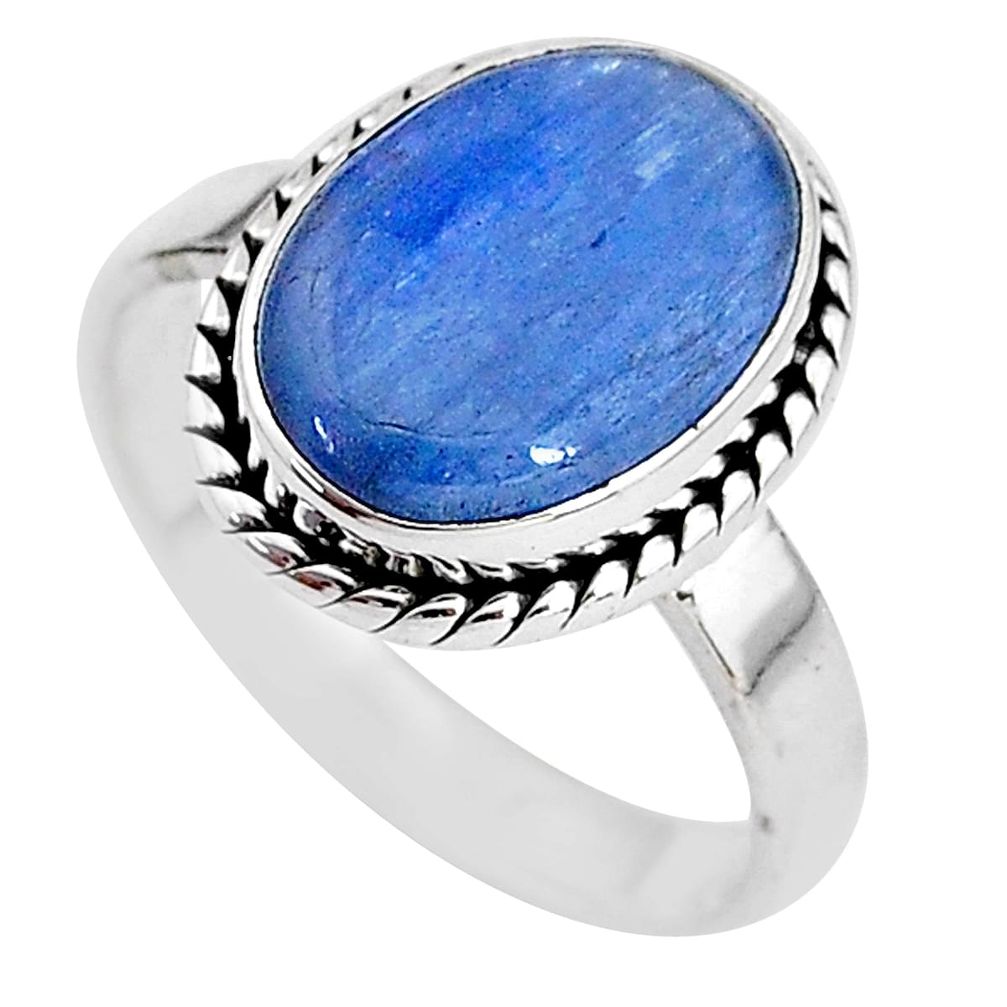 925 sterling silver 6.48cts natural blue kyanite solitaire ring size 9 t2618