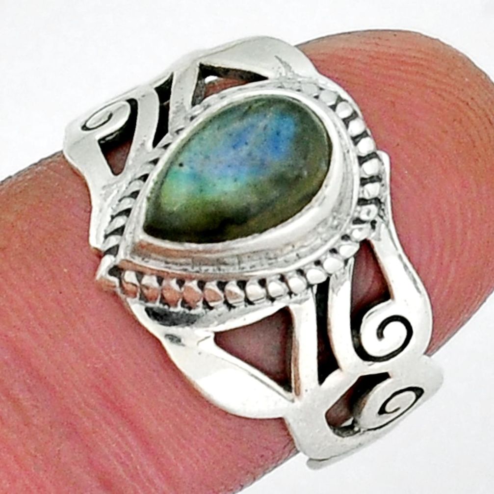 925 sterling silver 1.85cts natural blue labradorite ring jewelry size 7 y18314
