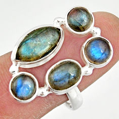 925 sterling silver 10.89cts natural blue labradorite ring jewelry size 8 r21173