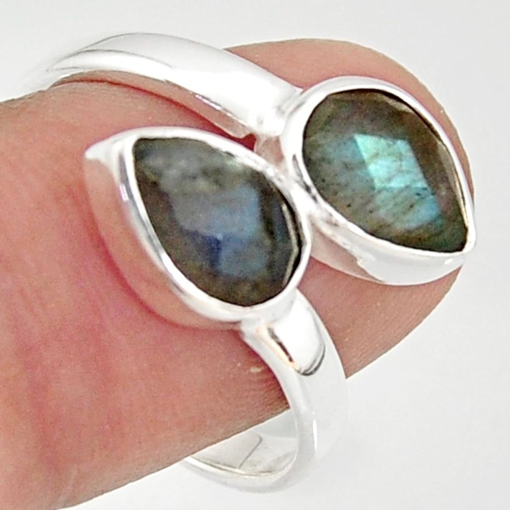 925 sterling silver 4.68cts natural blue labradorite ring jewelry size 9 r37958