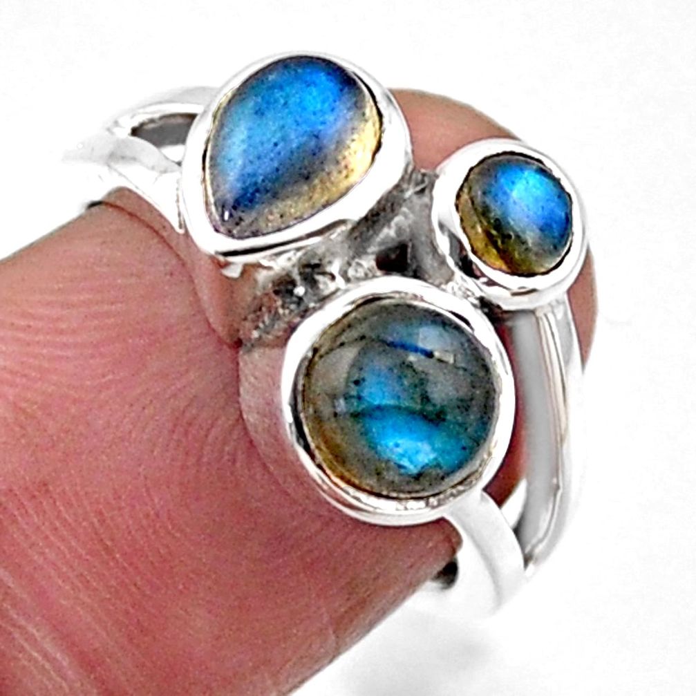 925 sterling silver 3.69cts natural blue labradorite ring size 6.5 r54520