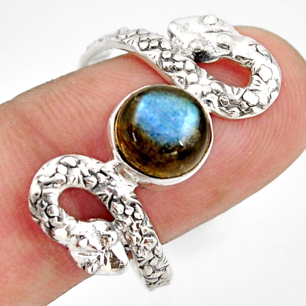 925 sterling silver 3.14cts natural blue labradorite snake ring size 10 d46260