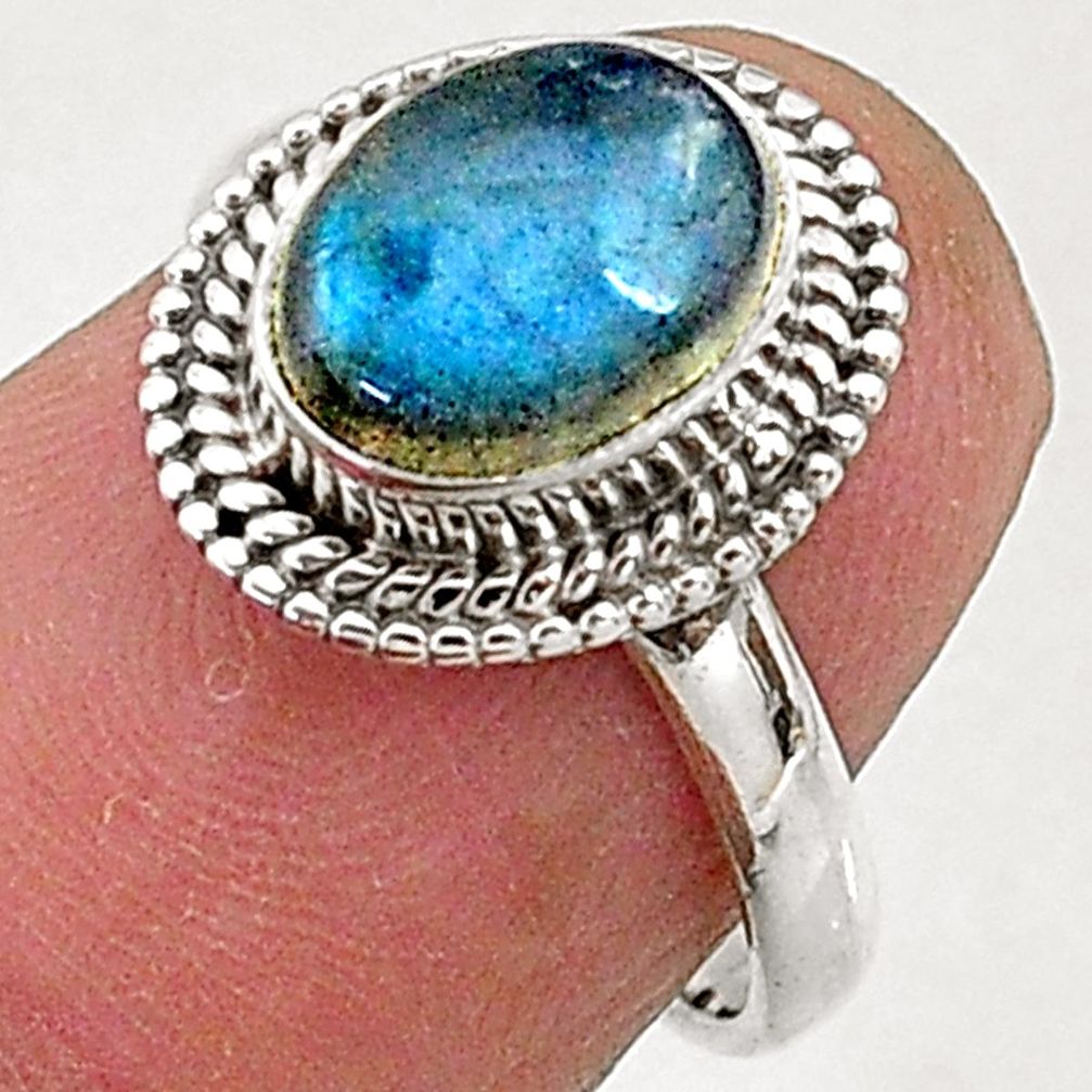 925 sterling silver 2.86cts natural blue labradorite solitaire ring size 6 t5099