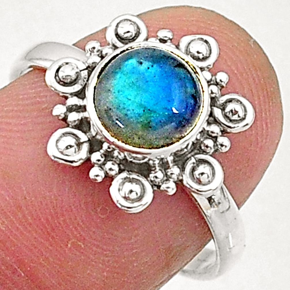 925 sterling silver 2.53cts natural blue labradorite solitaire ring size 7 t5088