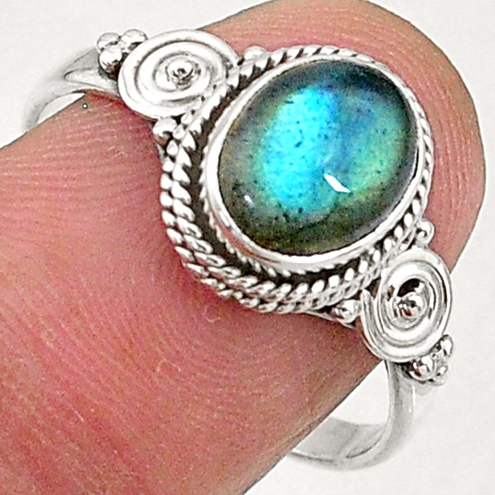 925 sterling silver 3.32cts natural blue labradorite solitaire ring size 9 t5096